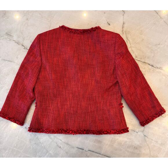 NWT Kasper Suit Size 8 Red Tweed 3-Piece Suit Skirt Christmas Holiday Party - Picture 3 of 14